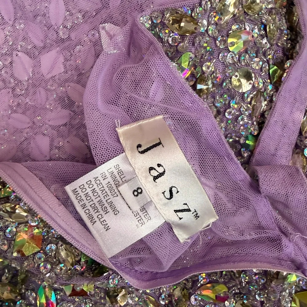 Lavender Sequin Halter Prom Dress - Picture 6 of 7